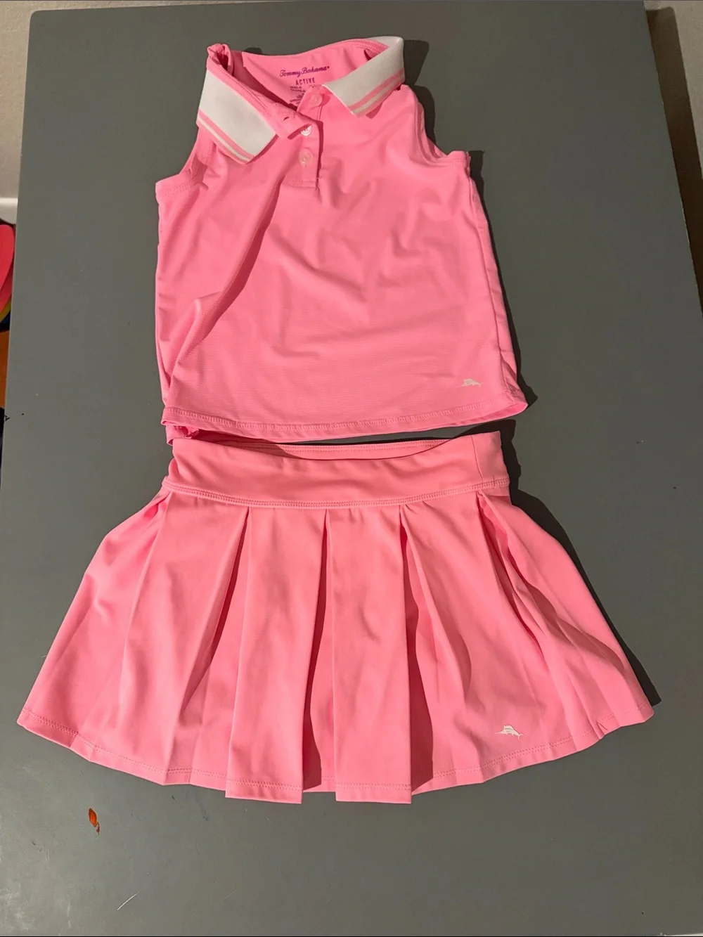 Tommy Bahama Girls Pink Polo Tank and Pleated Skort Set